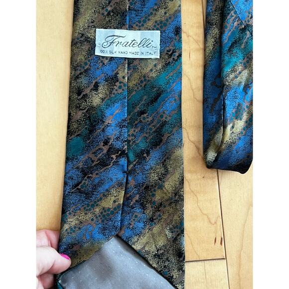 Fratelli men's tie, blue and gold, made in Italy, 100% silk - Picture 3 of 5